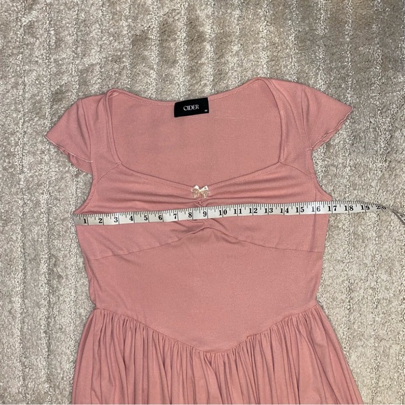Cider Pink Ruched Bowknot Ruffle Mini Dress - Picture 9 of 10